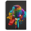 Colorful Microphone, Love Karaoke, Neon Microphone, Modern Style Canvas