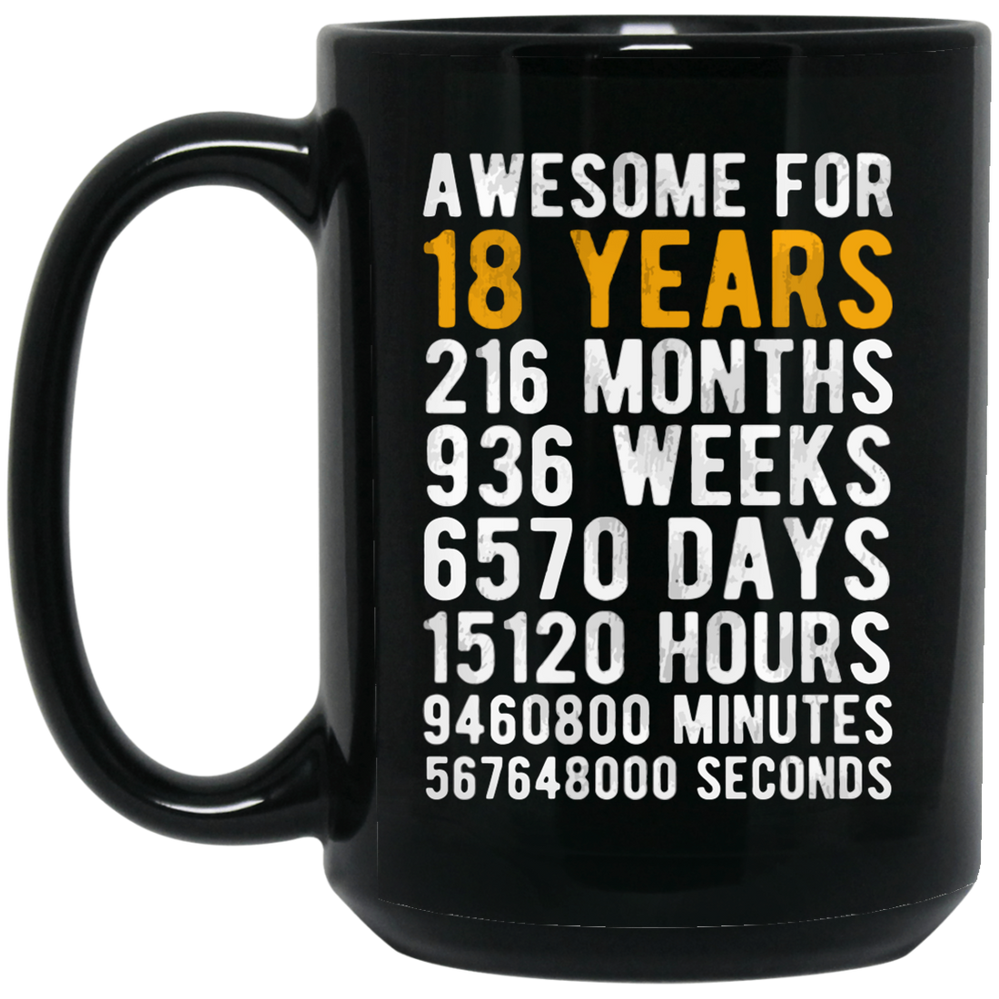 Awesome For 18 Years, 18th Birthday Gift Best Gift Idea For 18 Black Mug