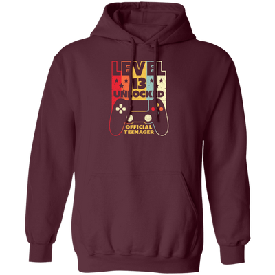 Level 13 Unlocked Official Teenager 13th, Funny Birthday Gift Pullover Hoodie