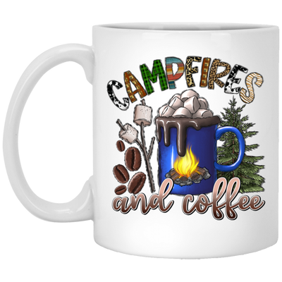 Campfire Camping Camper With Coffee