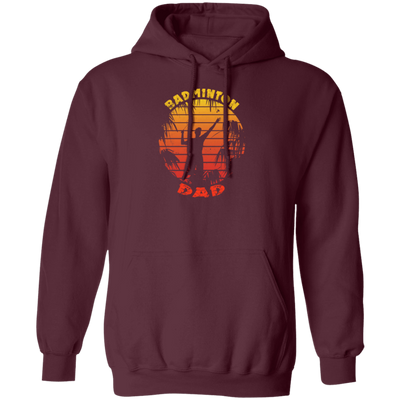 Badminton Palm Trees Gift For Dad Vintage Play Badminton Sporty Pullover Hoodie