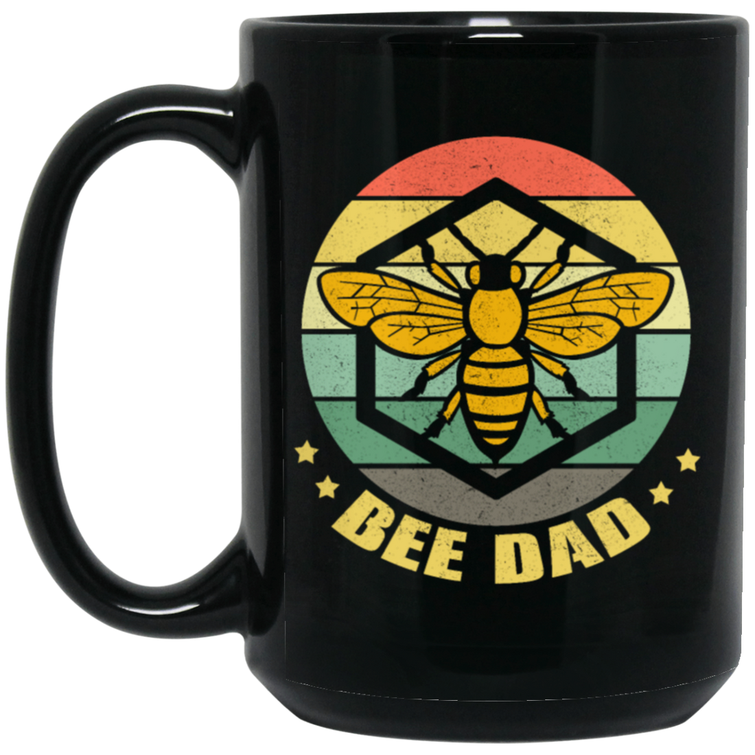 Retro Bee Dad Beekeeper, Beekeeping Honey Bees Black Mug