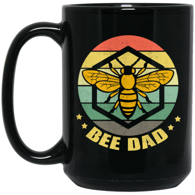 Retro Bee Dad Beekeeper, Beekeeping Honey Bees Black Mug