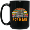 Pot Head Stone Flowers Vintage Retro Sunset Black Mug