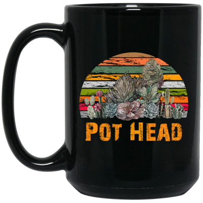 Pot Head Stone Flowers Vintage Retro Sunset Black Mug