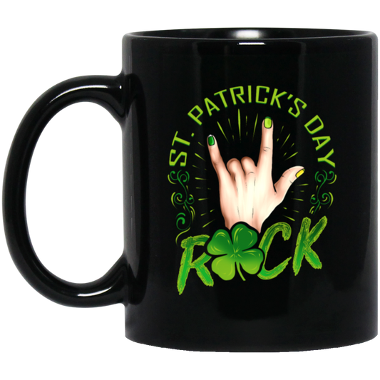 Rock Lover, St Patricks Day, Sign Of The Horns Hand Logo Gift Black Mug