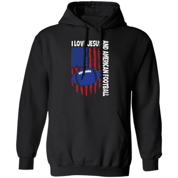 American Flag Gift, I Love Jesus And American Football, Rugby Lover Pullover Hoodie
