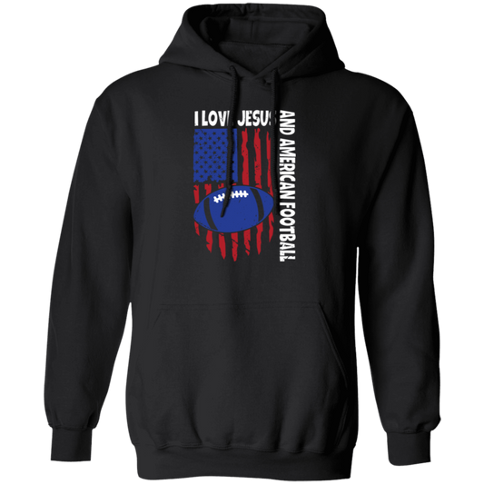 American Flag Gift, I Love Jesus And American Football, Rugby Lover Pullover Hoodie