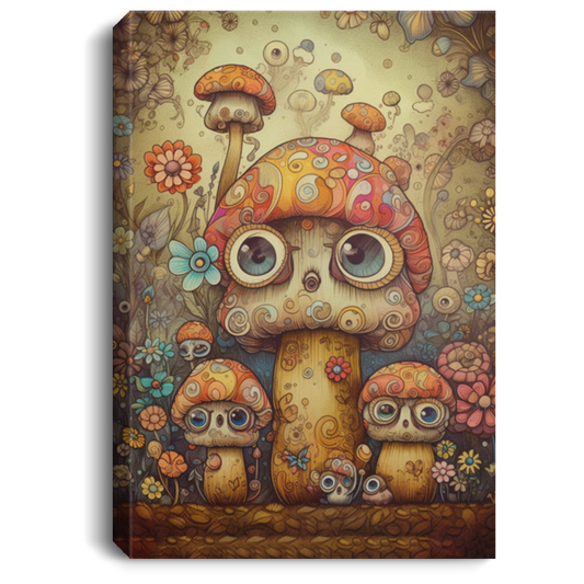 Cute Family Mushroom Monsters, Colorful Mushroom Canvas