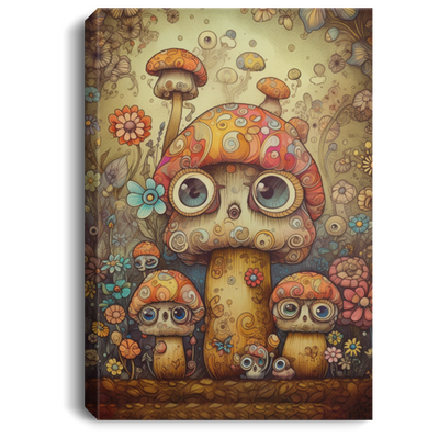 Cute Family Mushroom Monsters, Colorful Mushroom Canvas