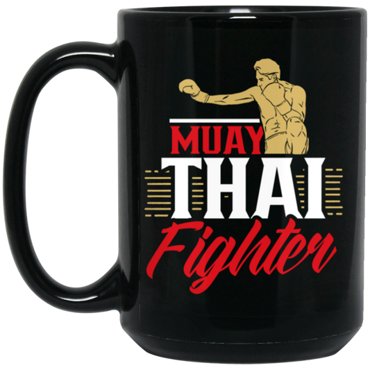 I Love Muay Thai, Fighter Lover Gift, Hobby martial Arts, Boxing Gift Black Mug