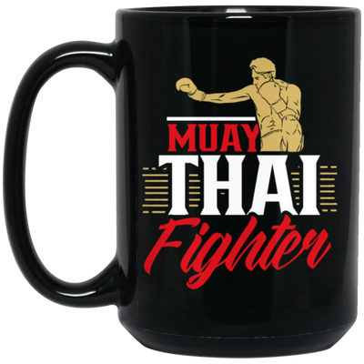 I Love Muay Thai, Fighter Lover Gift, Hobby martial Arts, Boxing Gift Black Mug
