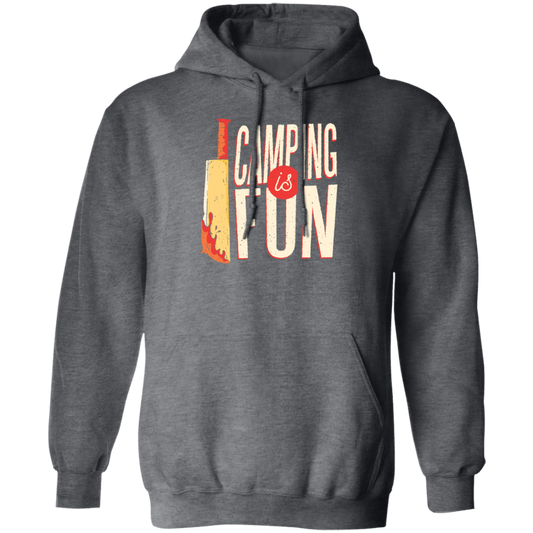 A Bloody Knife Saying Camping Is Fun Funny And Sacrastic Camper Outdoor Pullover Hoodie