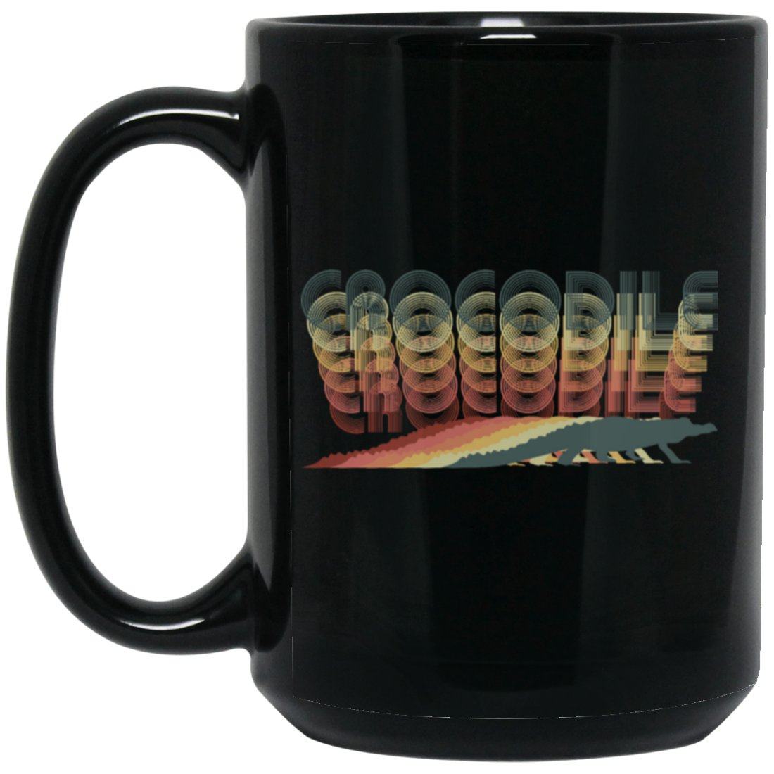 Colorful Crocodile, Repitles Lover Birthday Gift, Retro Crocodile Black Mug