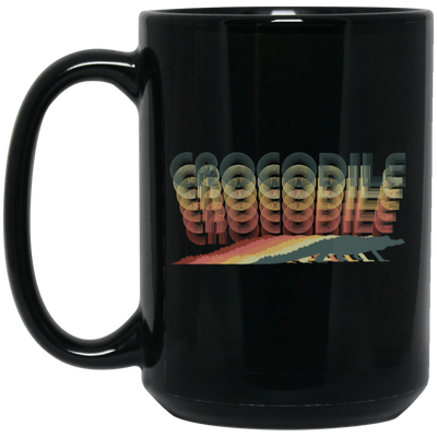 Colorful Crocodile, Repitles Lover Birthday Gift, Retro Crocodile Black Mug