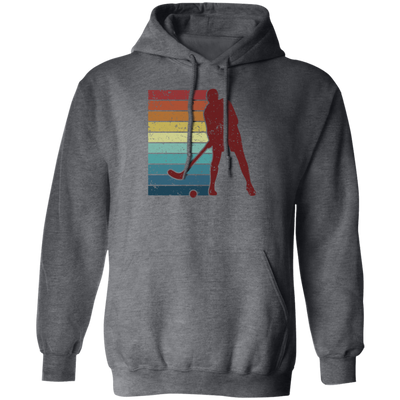 Retro Hockey Player, Field Hockey Indoor Hockey Pullover Hoodie