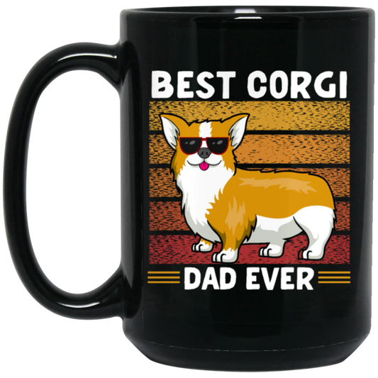 Retro Corgi, Best Corgi Dad Ever, Love Corgi Dog, Best Dog, Dog Dad Gift Black Mug