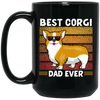 Retro Corgi, Best Corgi Dad Ever, Love Corgi Dog, Best Dog, Dog Dad Gift Black Mug