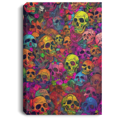 100 Skull And Roses, Horror Gift, Messed Up Parterns, Repetitive Skull Canvas