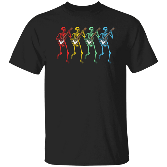 Color Splash, Retro Rainbow Color Dancing Skeletons Banjos