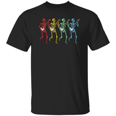 Color Splash, Retro Rainbow Color Dancing Skeletons Banjos