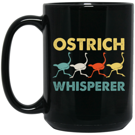 Vintage Ostrich Whisperer Retro, Love Ostrich, Retro Ostrich Black Mug