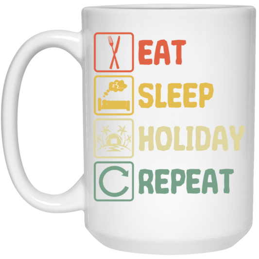 Funny Holiday Travel Eat Sleep Repeat Retro Style