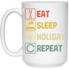 Funny Holiday Travel Eat Sleep Repeat Retro Style