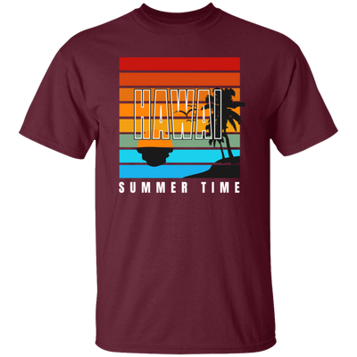 Retro Hawaii Summer Time Coconut Tree Siluet Half Left Gift Unisex T-Shirt