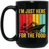 Cruising Gift, Retro Cruiser Ship, I Am Just Here For The Food, Vintage Ship Black Mug