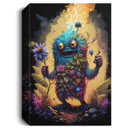 Swamp Yeti Minion, Monster In Flower Garden, Hella Evil, Canvas