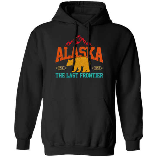 Cool Alaska The Last Frontier Grizzly Bear Souvenir Vintage Pullover Hoodie