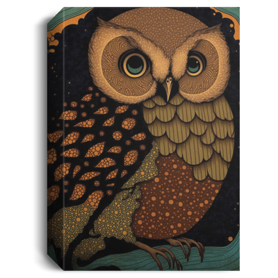 Owl Canvas, Adorable Magical Intricate Woodblock, Adorable Owl With Big Circle Eyes