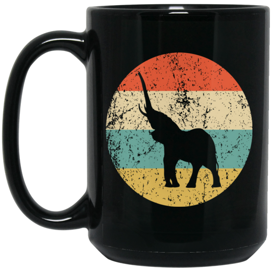 Animal Print Elephant Retro Style Animal Lover Funny Elephant Gift Birthday Black Mug