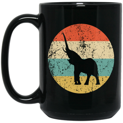 Animal Print Elephant Retro Style Animal Lover Funny Elephant Gift Birthday Black Mug