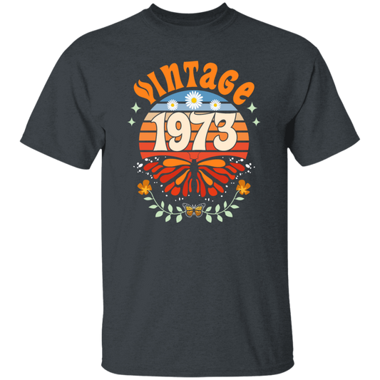 This vintage and classic 1973 Birthday Gift Retro Butterfly 1973 t-shirt is sure to be a hit. Showcase your retro style with the classic design, which features a butterfly motif from 1973. Perfect for any vintage lover, it's a great birthday gift.