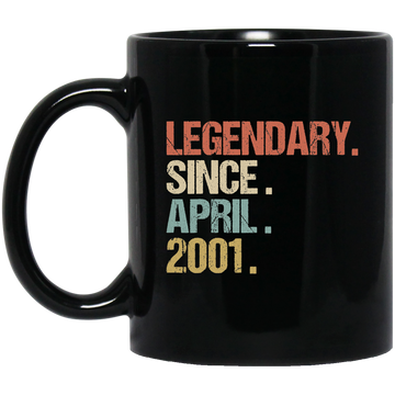 Birthday Gift Legendary Since April 2001 Son Black Mug