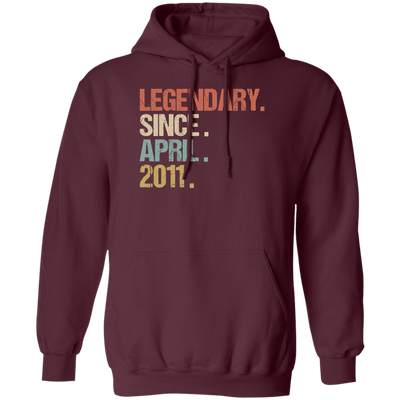 Birthday Gift Legendary Since April 2011 Retro Pullover Hoodie