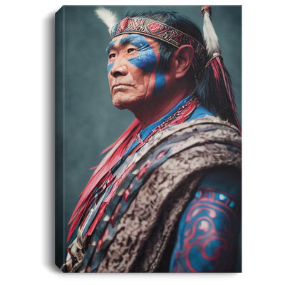 Portrait Photo Of A Asia Old Warrior Chief, Soldiers Into The Forest, Human Who Hunt To Live