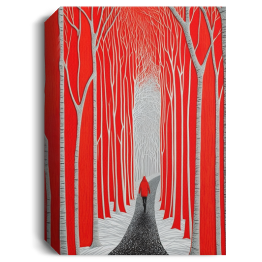 Alone In This Jungle Canvas, Red Forest, Red Forest Painting With Simple Style