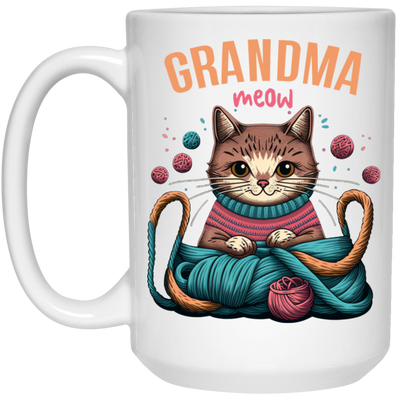 Knitting Grandma, Grandmeow, Love Cat, Love Knit, Gift For Grandma White Mug