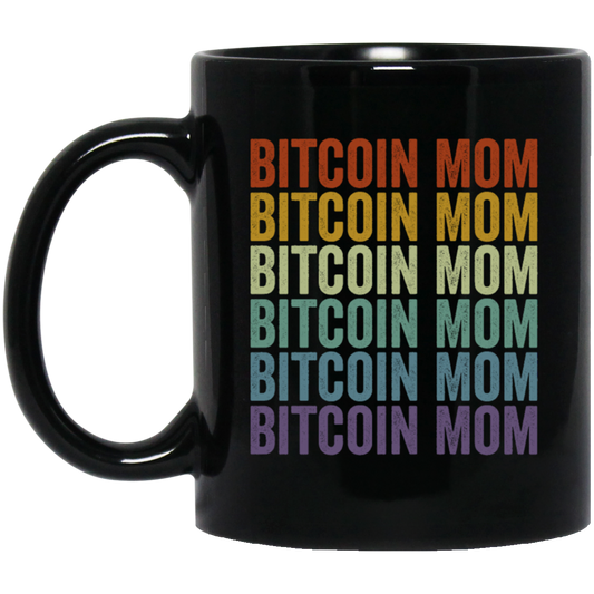 Retro Bitcoin Lover Gift, Bitcoin Vintage Mom Gift, Mommy Love Gift Black Mug