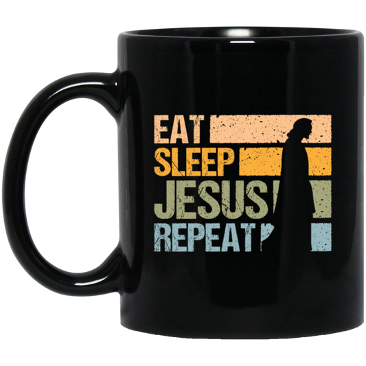 Love Jesus Eat Sleep Jesus Repeat God Faith Christian Retro Gift