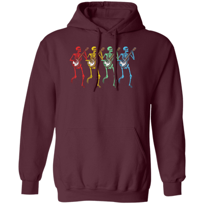 Color Splash, Retro Rainbow Color Dancing Skeletons Banjos