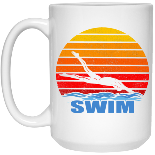 Vintage Swim, Best Swim Ever, Love Swimming, Life Is Swim, Swimmer White Mug