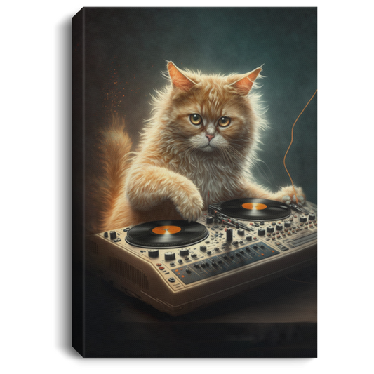 DJ Cat, Cat Playing Music, Cool Cat, Best DJ, Best Cat Ever Canvas