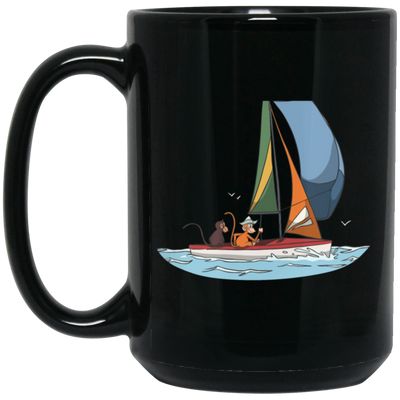 Funny Sailing With Dinghy And Friends Gift Black Mug