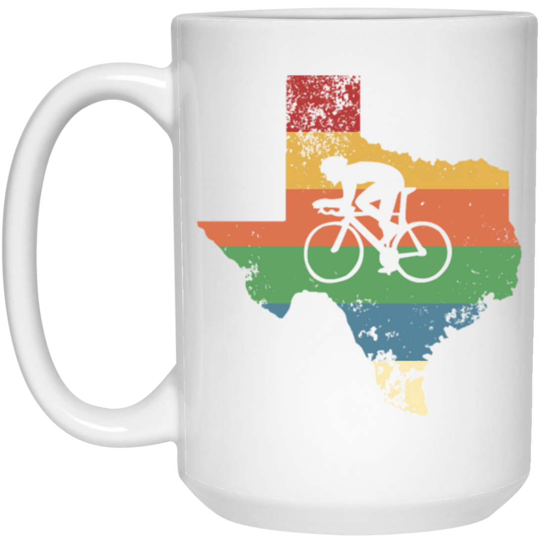 Retro Texas Biker Love Mountain Biking Distressed White Mug