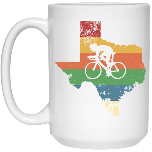 Retro Texas Biker Love Mountain Biking Distressed White Mug