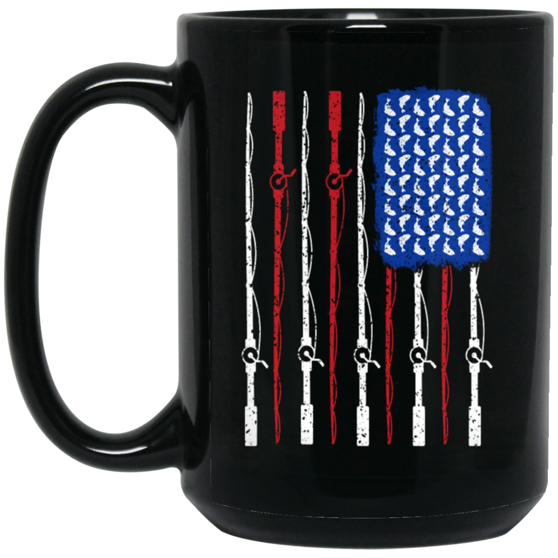American Rod, Fishing American, Fisherman Lover, Fisherman Gift, Fish Rod Black Mug
